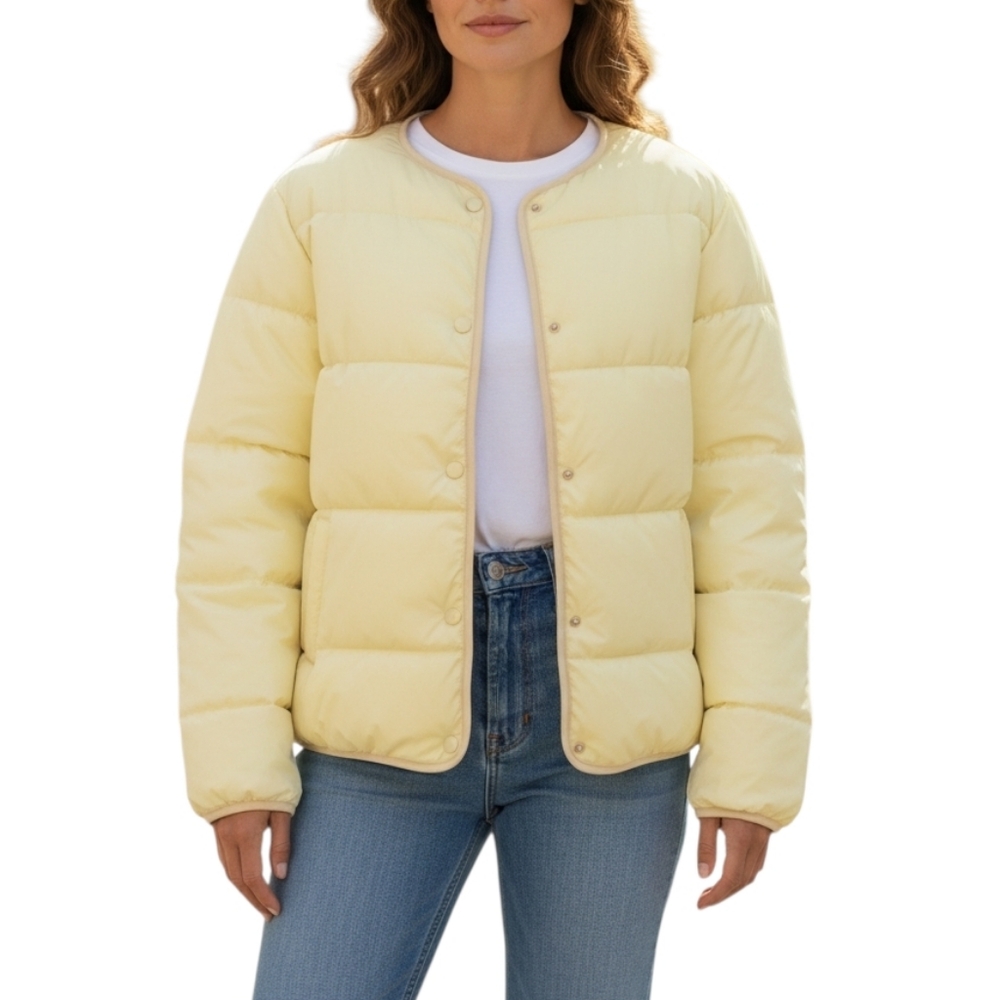 Like New Mango Light Yellow Puffer Jacket Size S